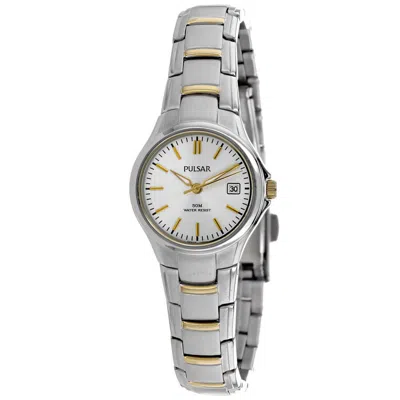Shop Pulsar Classic Quartz Silver Dial Ladies Watch Pxt905 In Gold Tone / Silver / Yellow