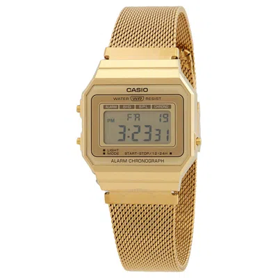 Shop Casio Alarm Quartz Digital Gold Dial Watch A700wmg-9a In Digital / Gold / Gold Tone