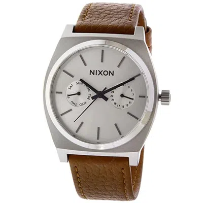 Shop Nixon Time Teller Quartz Silver Dial Ladies Watch A927-2310 In Black / Brown / Silver