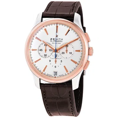 Shop Zenith Captain Chronograph Automatic Silver Dial Men's Watch 51.2112.400/01.c498 In Brown / Gold / Gold Tone / Rose / Rose Gold / Rose Gold Tone / Silver