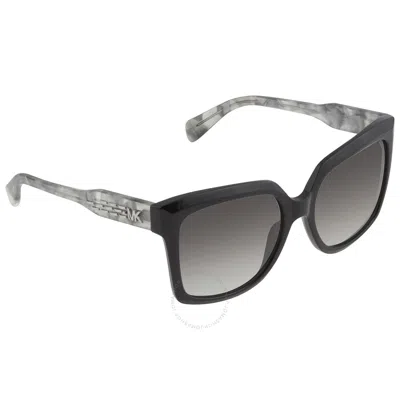 Shop Michael Kors Cortina Grey Gradient Square Ladies Sunglasses Mk2082 300511 55 In Black / Grey