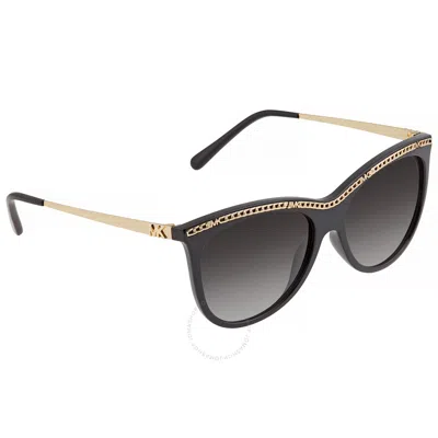 Shop Michael Kors Copenhagen Dark Grey Gradient Round Ladies Sunglasses Mk2141 30058g 55 In Dark / Grey