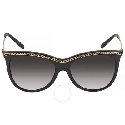 Shop Michael Kors Copenhagen Dark Grey Gradient Round Ladies Sunglasses Mk2141 30058g 55 In Dark / Grey