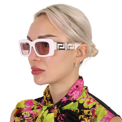 Shop Versace Pink Rectangular Ladies Sunglasses Ve4444u 314/5 54