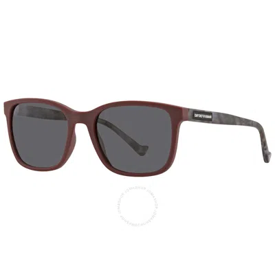 Shop Emporio Armani Grey Square Men's Sunglasses Ea4139 575187 54 In Bordeaux / Grey