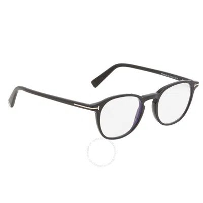 Shop Tom Ford Blue Light Block Oval Unisex Eyeglasses Ft5583-b 001 50 In Black / Blue