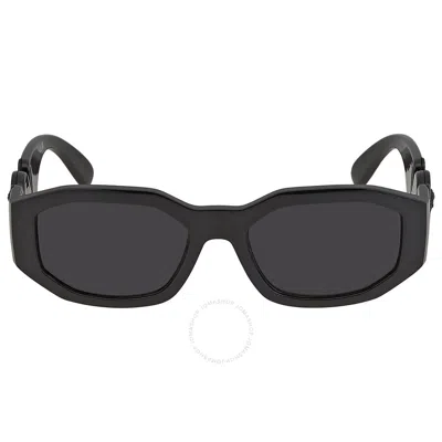 Shop Versace Dark Gray Geometric Unisex Sunglasses Ve4361 536087 53 In Black / Dark / Gray
