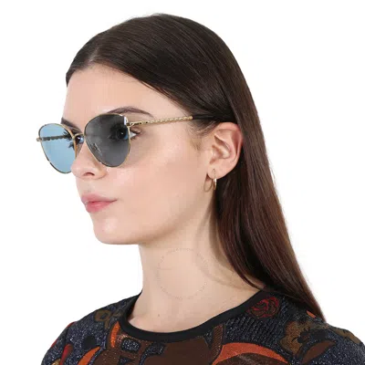 Shop Tory Burch Solid Azure Cat Eye Ladies Sunglasses Ty6091 330480 56 In Azure / Gold