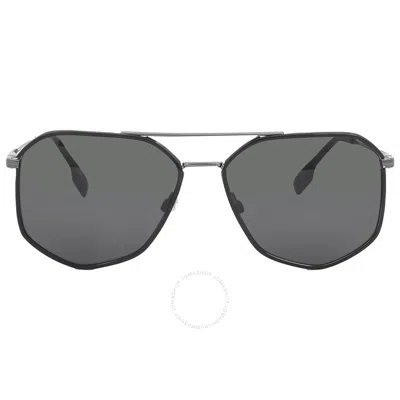 Shop Burberry Ozwald Dark Grey Geometric Men's Sunglasses Be3139 114487 58 In Black / Dark / Grey / Ruthenium
