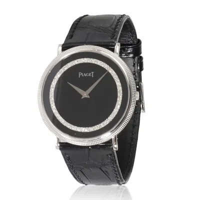 Shop Piaget Altiplano Hand Wind Diamond Black Dial Unisex Watch 9031 In Black / Gold / Gold Tone / White