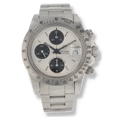 Shop Tudor Oysterdate "big Block" Chronograph Automatic Silver Dial Men's Watch 79180 In Black / Silver