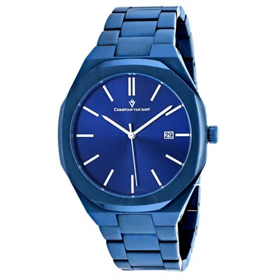 Shop Christian Van Sant Octavius Slim Quartz Blue Dial Men's Watch Cv0526
