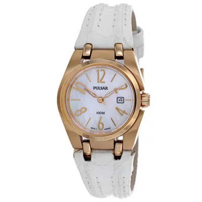 Shop Pulsar Classic Quartz White Dial Ladies Watch Pxt658x1 In Gold Tone / Rose / Rose Gold Tone / White