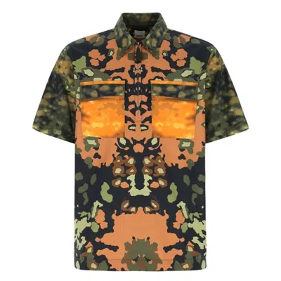 Shop Burberry Santon Camouflage Printed Cotton Shirt In Warm Brown Ip Pat