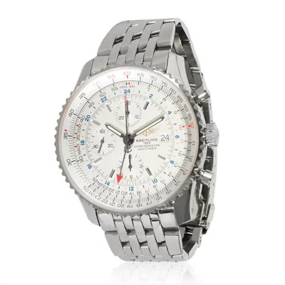Shop Breitling Navitimer Chronograph Gmt Automatic Chronometer Silver Dial Men's Watch A2432212