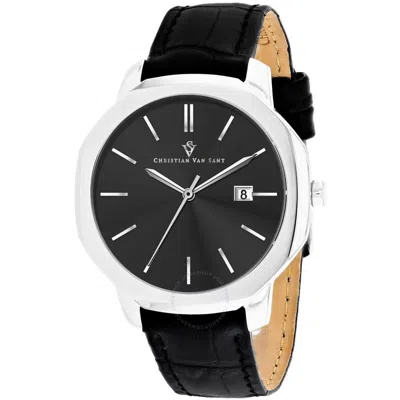 Shop Christian Van Sant Octavius Slim Quartz Black Dial Men's Watch Cv0530