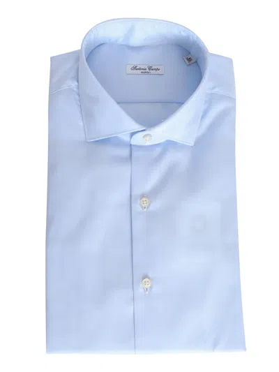 Shop Sartoria Del Campo-sonrisa Light Blue Cotton Shirt