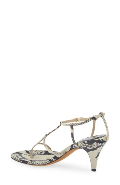 Khaite Python-embossed Leather T-strap Sandals In Natural