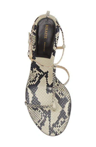 Khaite Python-embossed Leather T-strap Sandals In Natural