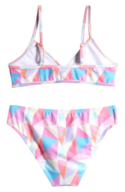 Shop Ava & Yelly Kids' Print Two-piece Swimsuit In Coral