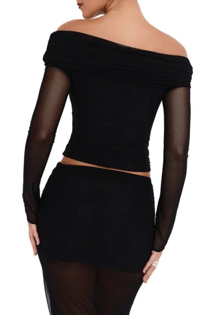 Shop Mistress Rocks Off The Shoulder Long Sleeve Top In Black