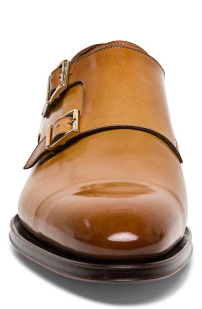 Santoni Dithered Double Monk Strap Shoe In Light Brown
