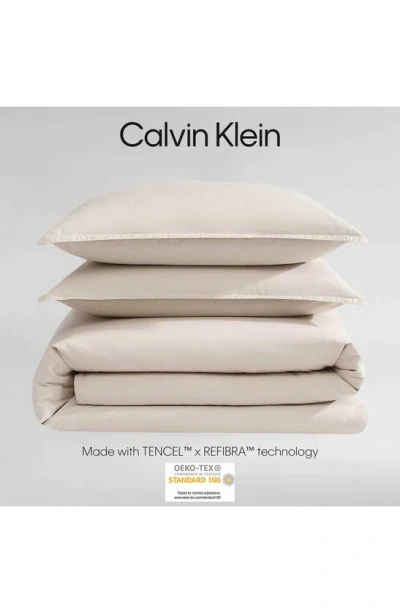 Shop Calvin Klein Reversible Cotton Blend Duvet Cover & Shams Set In Beige/ Tan