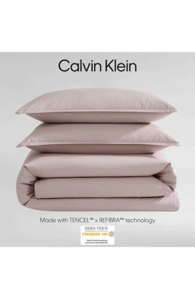 Shop Calvin Klein Reversible Cotton Blend Duvet Cover & Shams Set In Brown