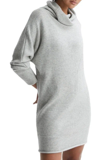 Shop Reiss Sami Cowl Neck Long Sleeve Wool Blend Sweater Dress In Soft Grey