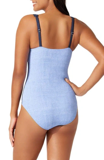 Shop Tommy Bahama Island Cays Colorblock One-piece Swimsuit In Blue Monday Heather
