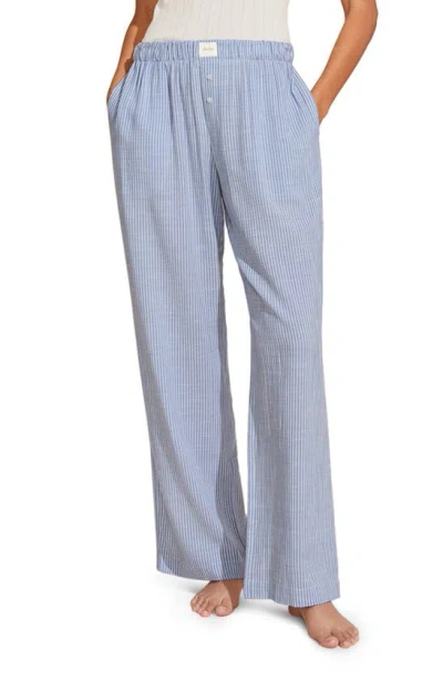 Shop Eberjey Nautico Stripe Pajama Pants In Wedgewood