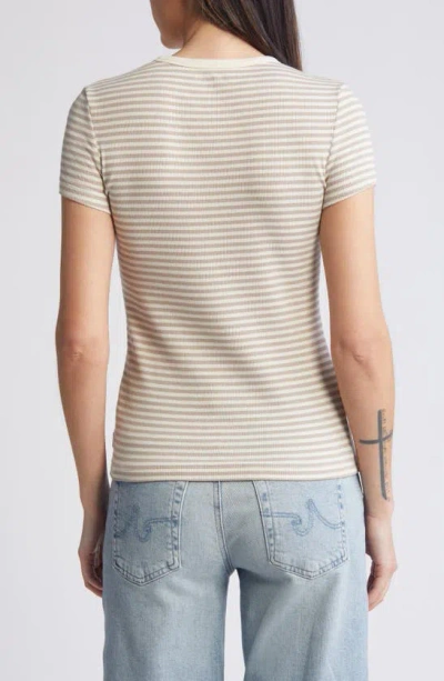 Shop Ag Nes Stripe Rib Crewneck T-shirt In Bengal Stripe Ex-white/ Desert