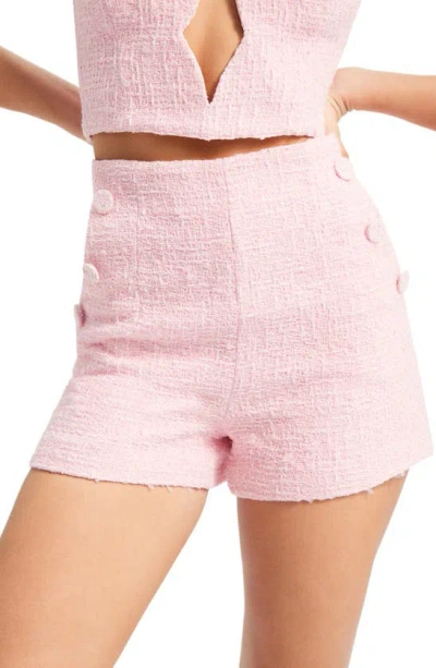 Shop Bardot Ramone Button Bouclé Shorts In Soft Pink