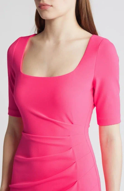 Shop Black Halo Salvana Gathered Sheath Dress In Neon Pink