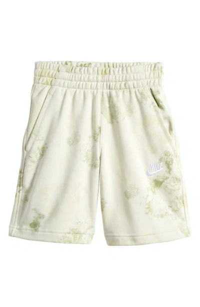 Shop Nike Kids' Club Fleece Midweight French Terry Shorts In Sea Glass/ White