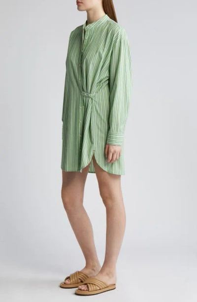 Shop Xirena Xírena Mills Stripe Long Sleeve Cotton Shirtdress In Matcha Stripe