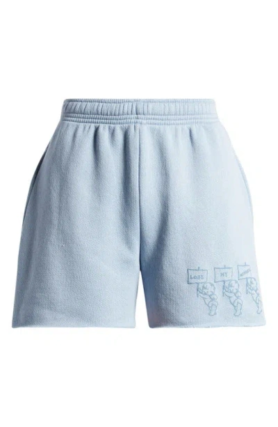 Shop Boys Lie Frankie Read The Signs Cotton Blend Shorts In Blue