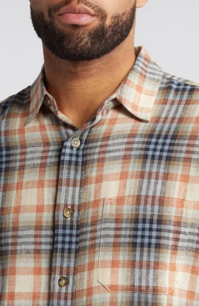 Shop Pendleton Dawson Plaid Linen Blend Button-up Shirt In Rust/ Graphite/ Stone Plaid