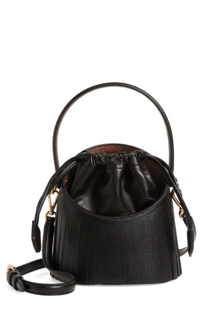 Shop Etro Small Saturno Leather Bucket Bag In Black