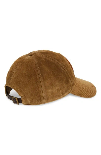 Shop Double Rl Roughout Leather Baseball Cap In Tan
