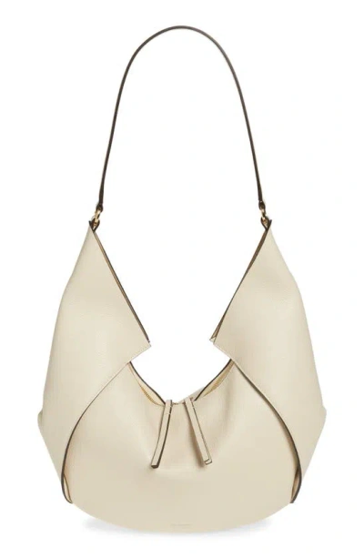 Shop Ree Projects Large Riva Pebbled Leather Hobo Bag In Beige