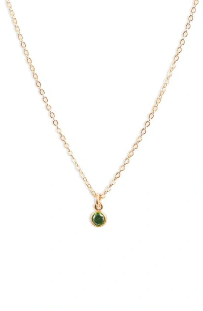 Set & Stones Birthstone Charm Pendant Necklace In Gold / May