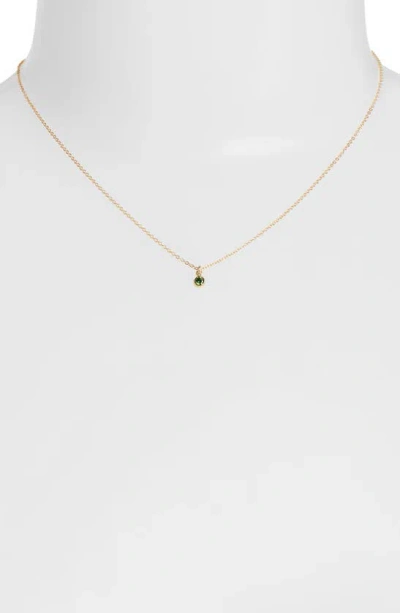 Set & Stones Birthstone Charm Pendant Necklace In Gold / May