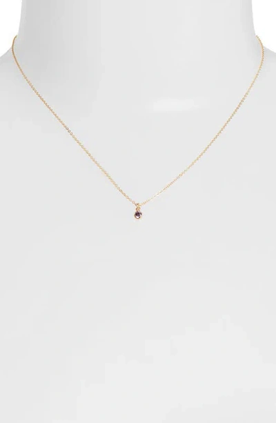 Set & Stones Birthstone Charm Pendant Necklace In Gold / February