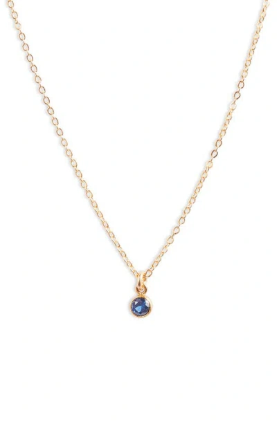 Set & Stones Birthstone Charm Pendant Necklace In Gold / September