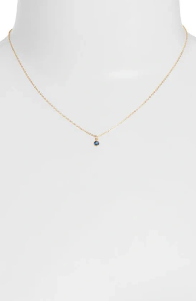 Set & Stones Birthstone Charm Pendant Necklace In Gold / September