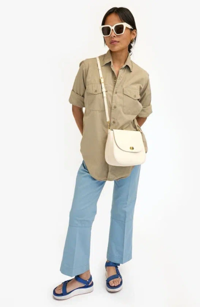 Clare V Louis Leather Crossbody Bag In Cream Veg