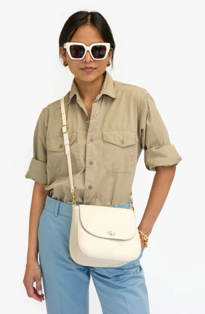 Shop Clare V . Louis Leather Crossbody Bag In Cream Veg