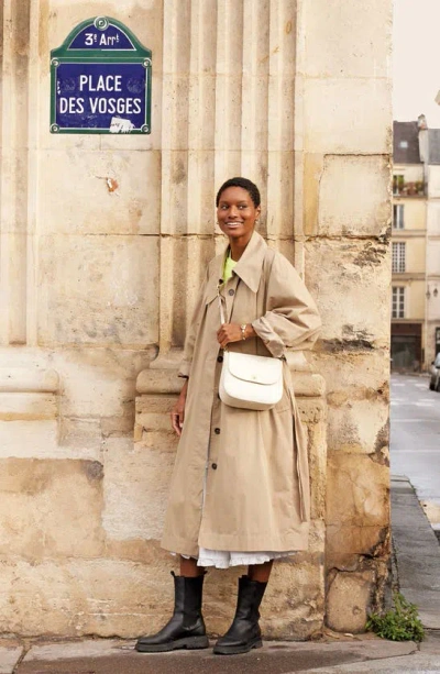Clare V Louis Leather Crossbody Bag In Cream Veg