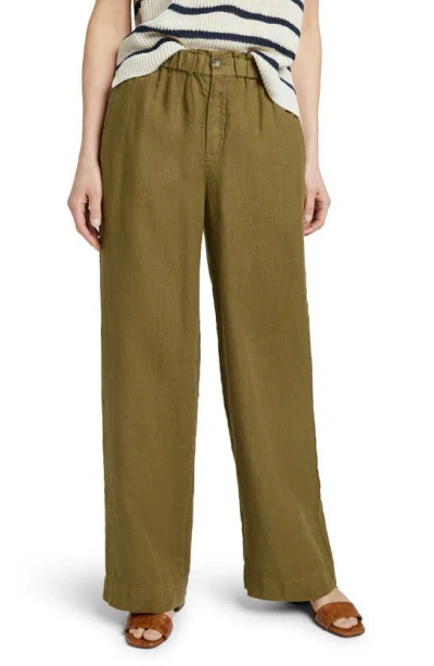 Shop Faherty Monterey Linen Pants In Military Olive